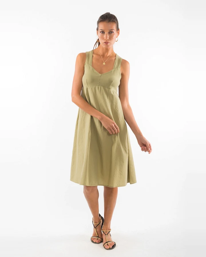 RAVENS VIEW IBIZA Damen vegan Kleid Anouk Dunkel Aloe Grün