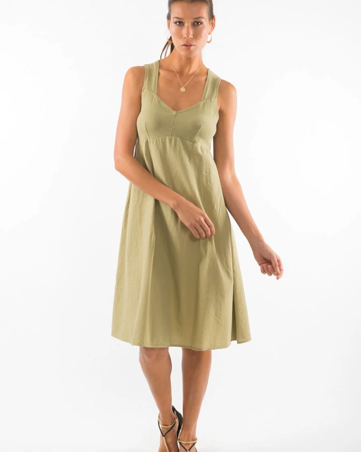 RAVENS VIEW IBIZA Damen vegan Kleid Anouk Dunkel Aloe Grün
