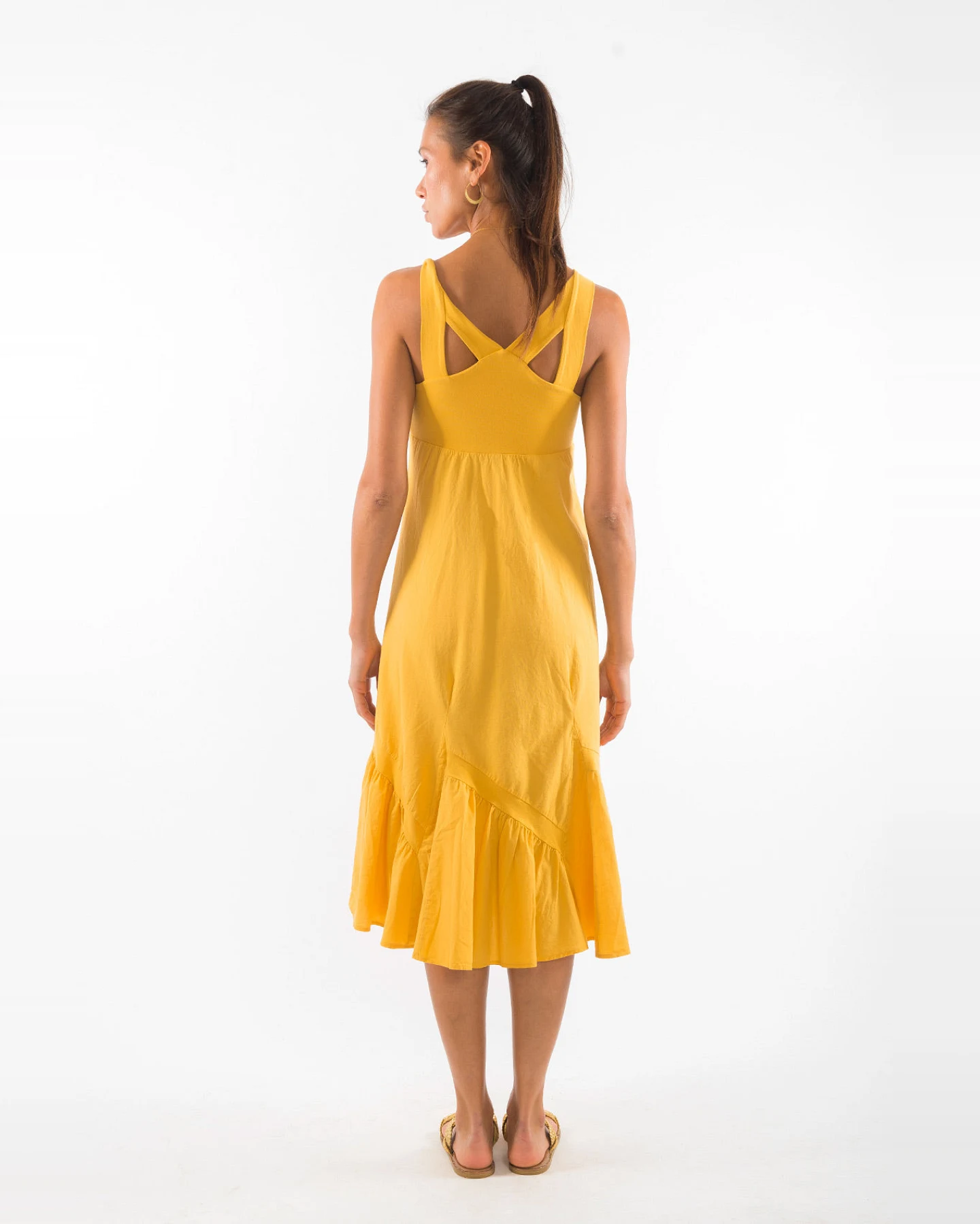RAVENS VIEW IBIZA Damen vegan Kleid Coco Gold Gelb – Ansicht 2