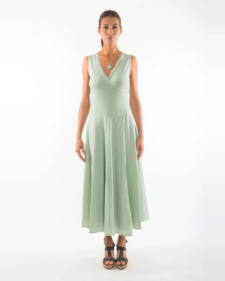 RAVENS VIEW IBIZA Damen vegan Ärmelloses Kleid Veronika Helles Aloe Grün