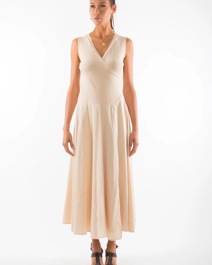 RAVENS VIEW IBIZA Damen vegan Ärmelloses Kleid Veronika Sand Beige