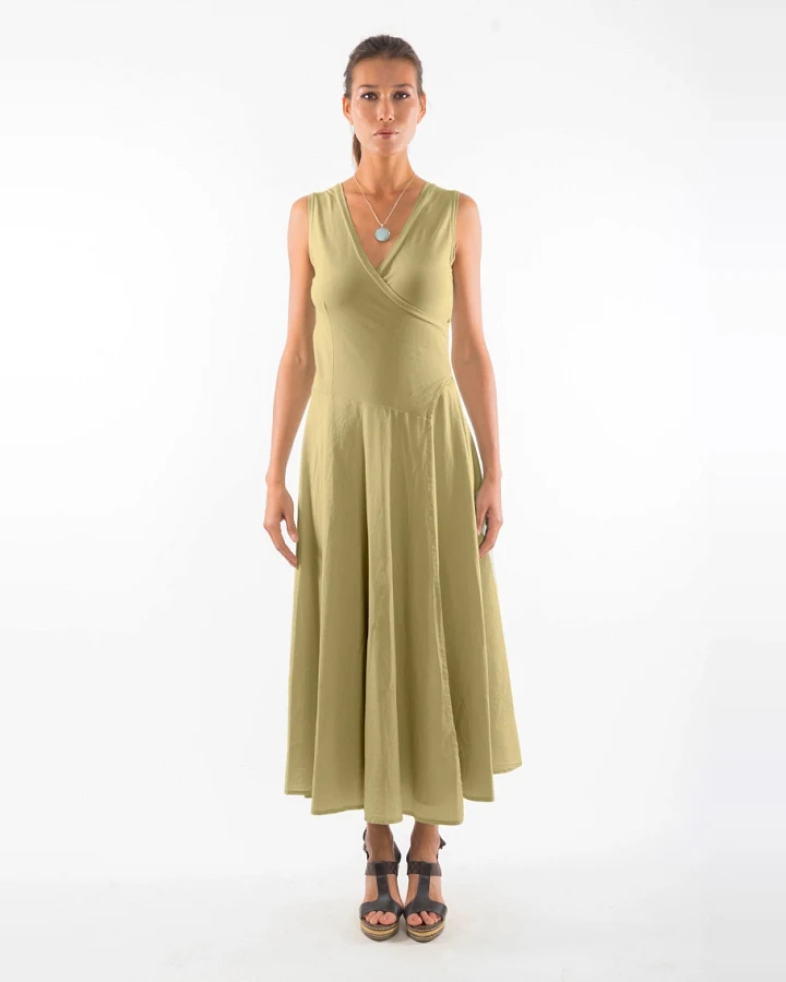 RAVENS VIEW IBIZA Damen vegan Kleid Ärmellos Veronika Dunkel Aloe Grün