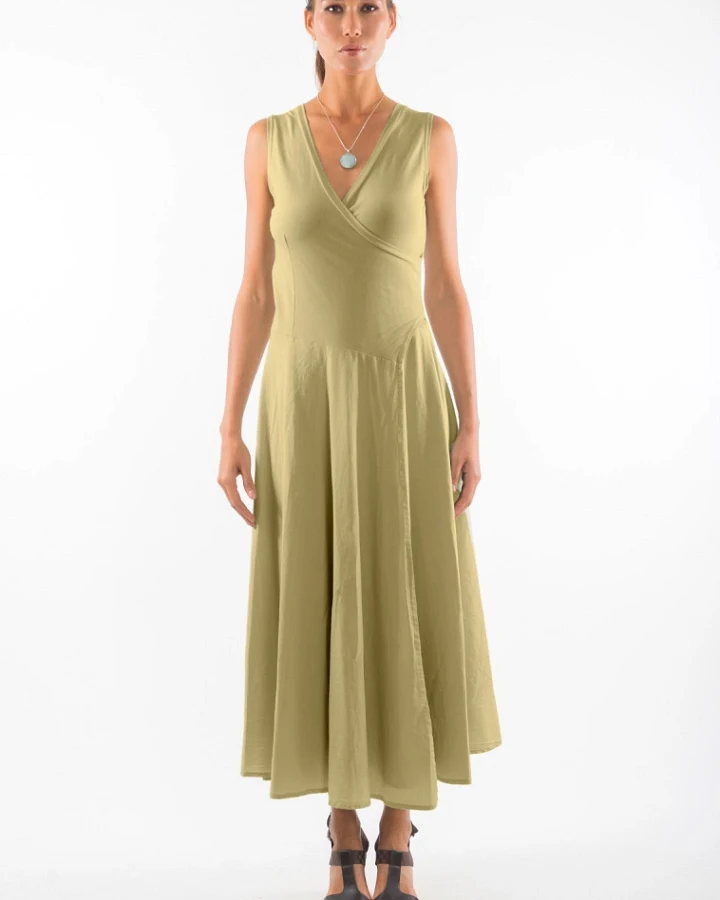 RAVENS VIEW IBIZA Damen vegan Kleid Ärmellos Veronika Dunkel Aloe Grün