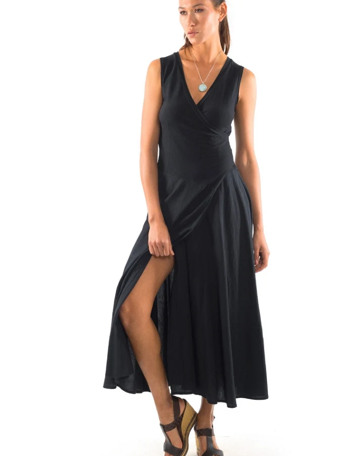 RAVENS VIEW IBIZA Damen vegan Kleid Ärmellos Veronika Schwarz