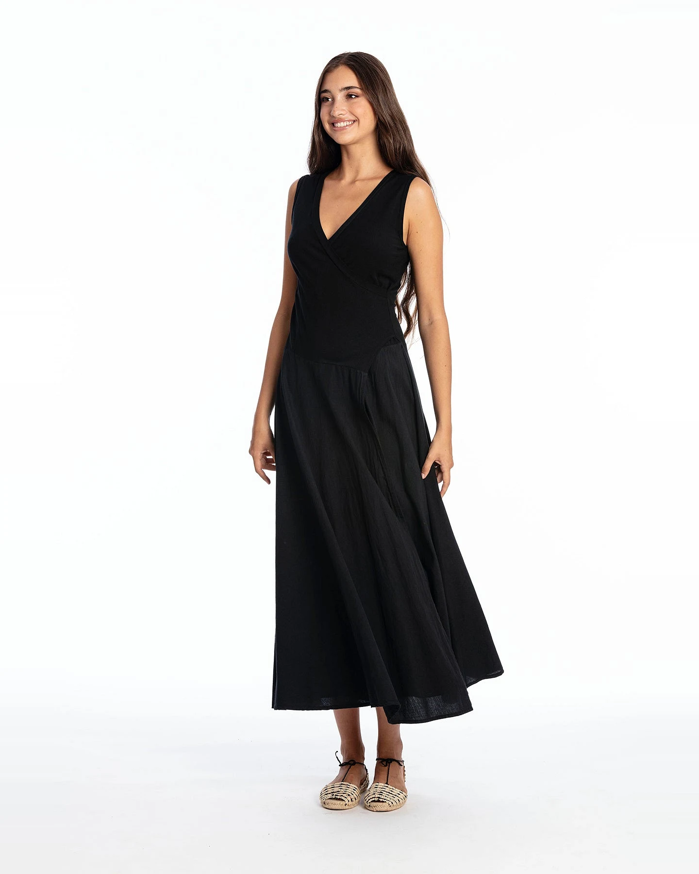 RAVENS VIEW IBIZA Damen vegan Kleid Ärmellos Veronika Schwarz – Ansicht 2