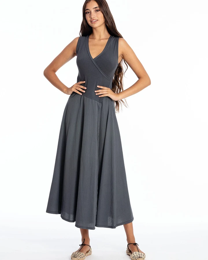 RAVENS VIEW IBIZA Damen vegan Kleid Ärmellos Veronika Lava Blau
