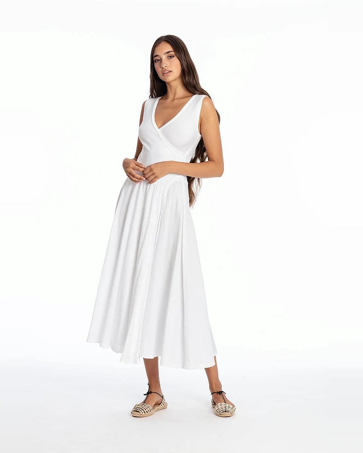 RAVENS VIEW IBIZA Damen vegan Kleid Ärmellos Veronika Weiß