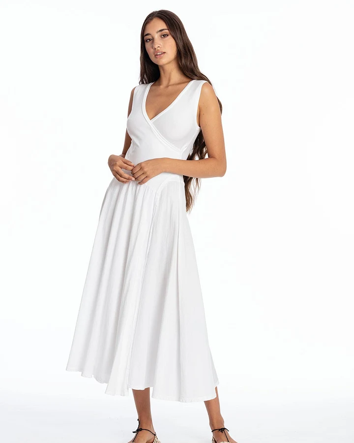 RAVENS VIEW IBIZA Damen vegan Kleid Ärmellos Veronika Weiß