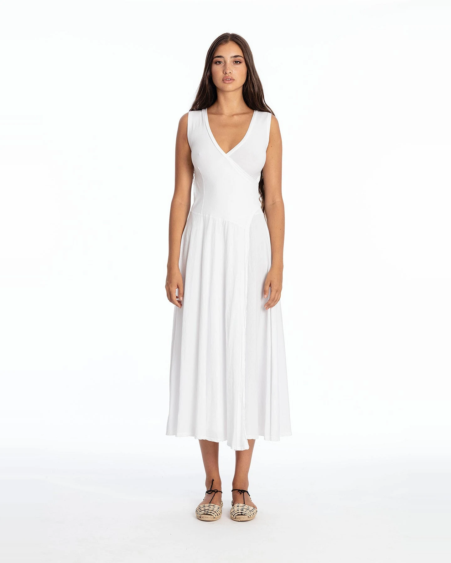 RAVENS VIEW IBIZA Damen vegan Kleid Ärmellos Veronika Weiß – Ansicht 2