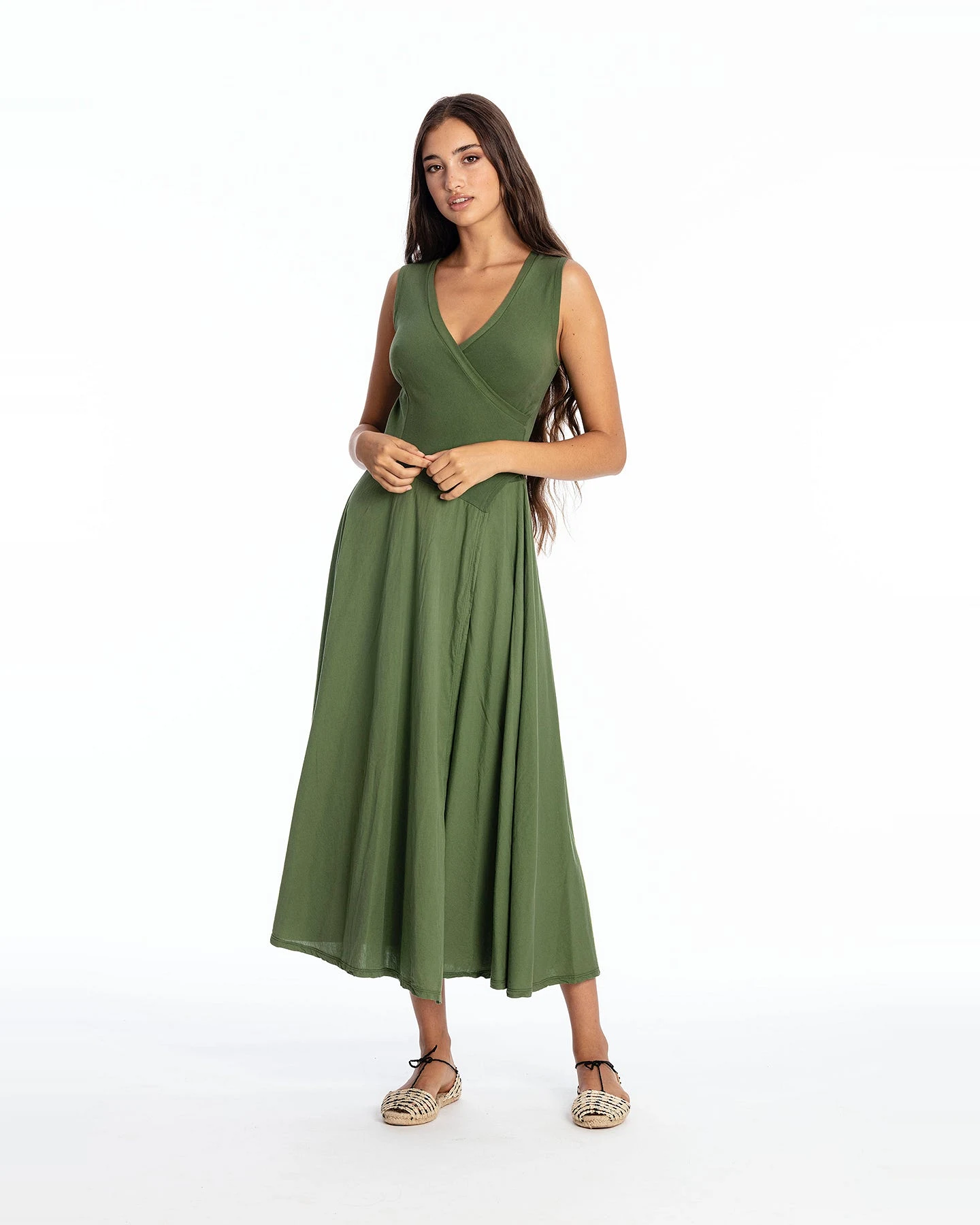 RAVENS VIEW IBIZA Damen vegan Ärmelloses Kleid Veronika Waldgrün – Ansicht 2