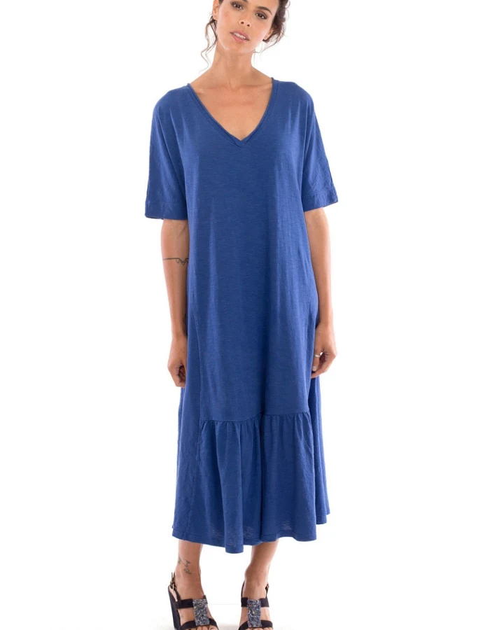 RAVENS VIEW IBIZA Damen vegan Kleid Luna Klein Blau