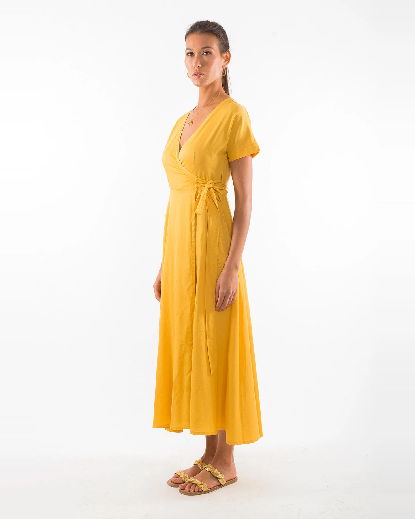 RAVENS VIEW IBIZA Damen vegan Kleid Calypso Gold Gelb – Ansicht 2