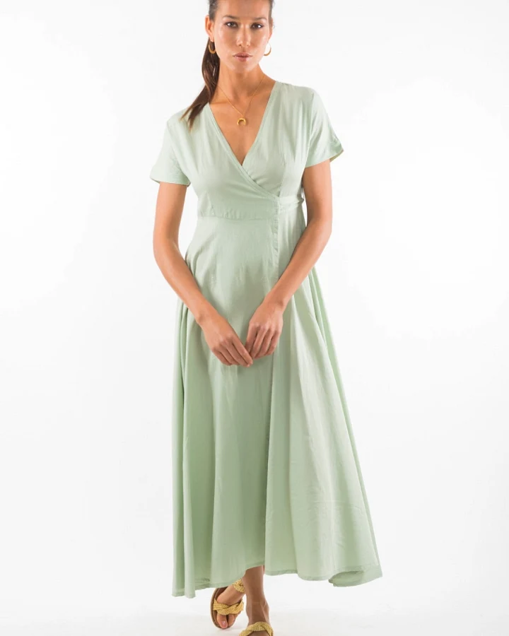 RAVENS VIEW IBIZA Damen vegan Kleid Calypso Light Aloe Grün