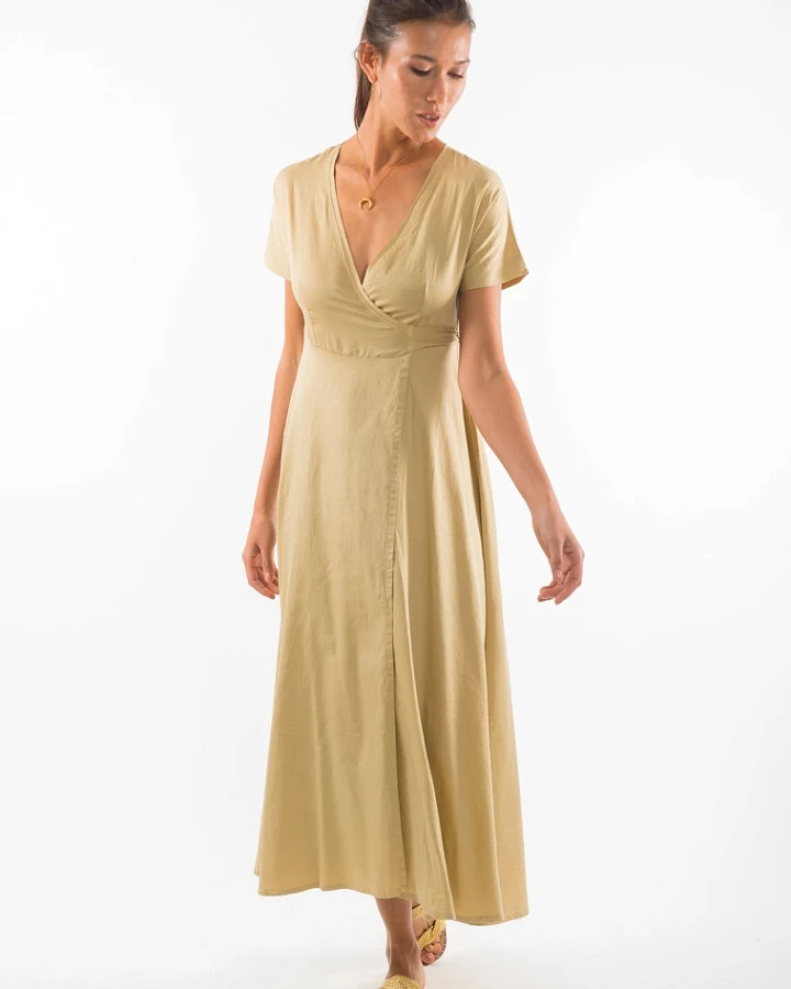 RAVENS VIEW IBIZA Damen vegan Kleid Calypso Kamelgelb