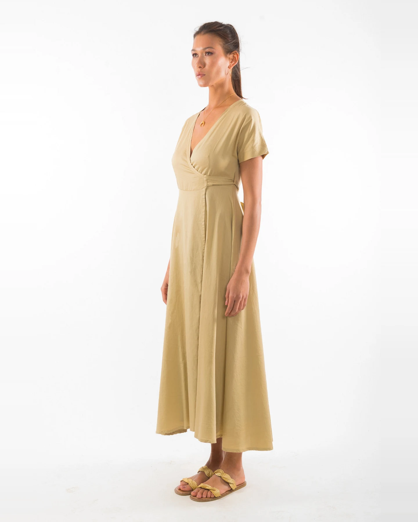 RAVENS VIEW IBIZA Damen vegan Kleid Calypso Kamelgelb – Ansicht 2