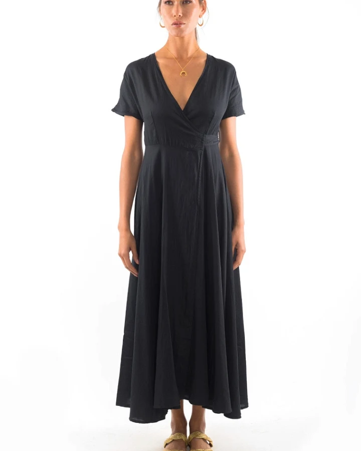 RAVENS VIEW IBIZA Damen vegan Kleid Calypso Schwarz