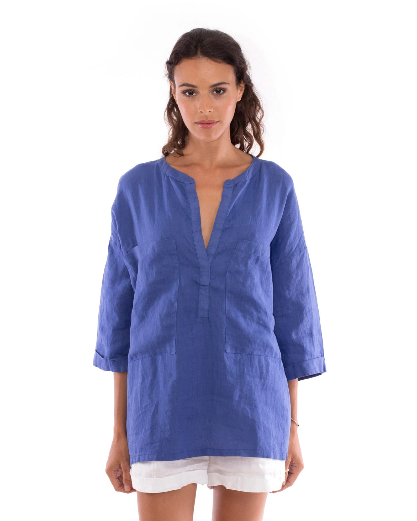 RAVENS VIEW IBIZA Damen vegan Hemd Ebba Klein Blau – Ansicht 2