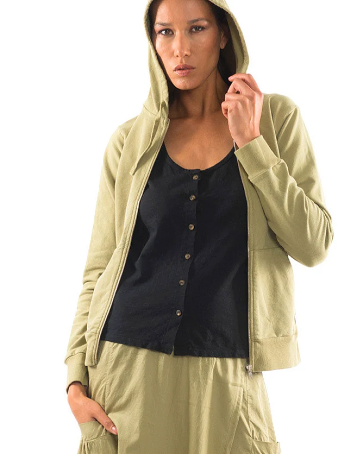 RAVENS VIEW IBIZA Damen vegan Hoodie Zip Vedra Dunkel Aloe Grün