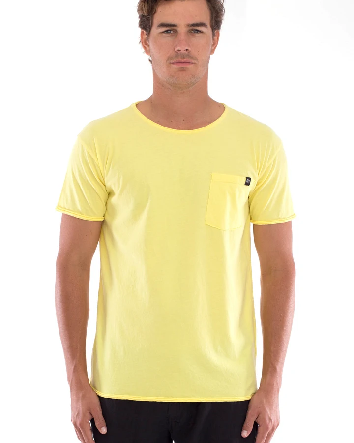 RAVENS VIEW IBIZA Herren vegan T-Shirt Rundhalsausschnitt Wild Pocket Limonengelb