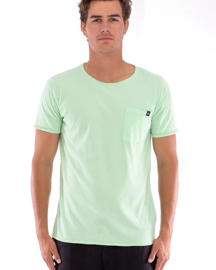 RAVENS VIEW IBIZA Herren vegan T-Shirt Rundhalsausschnitt Wild Pocket Mintgrün