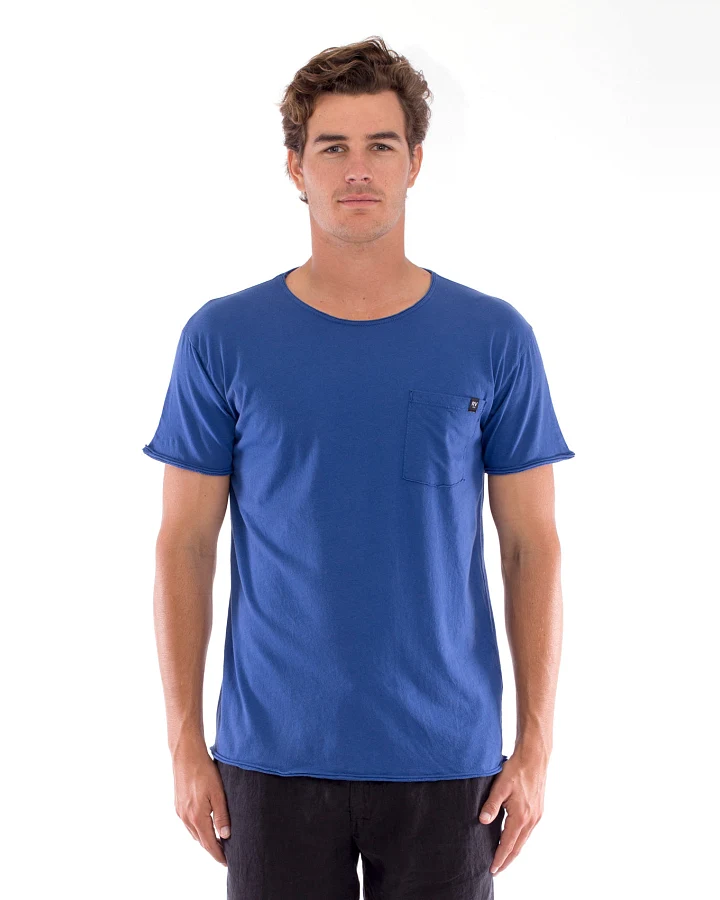 RAVENS VIEW IBIZA Herren vegan T-Shirt Rundhalsausschnitt Wild Pocket Klein Blau
