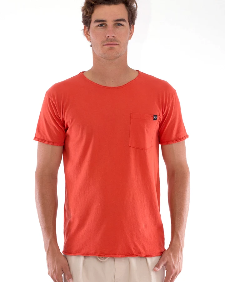 RAVENS VIEW IBIZA Herren vegan T-Shirt Rundhalsausschnitt Wild Pocket Terracotta Orange