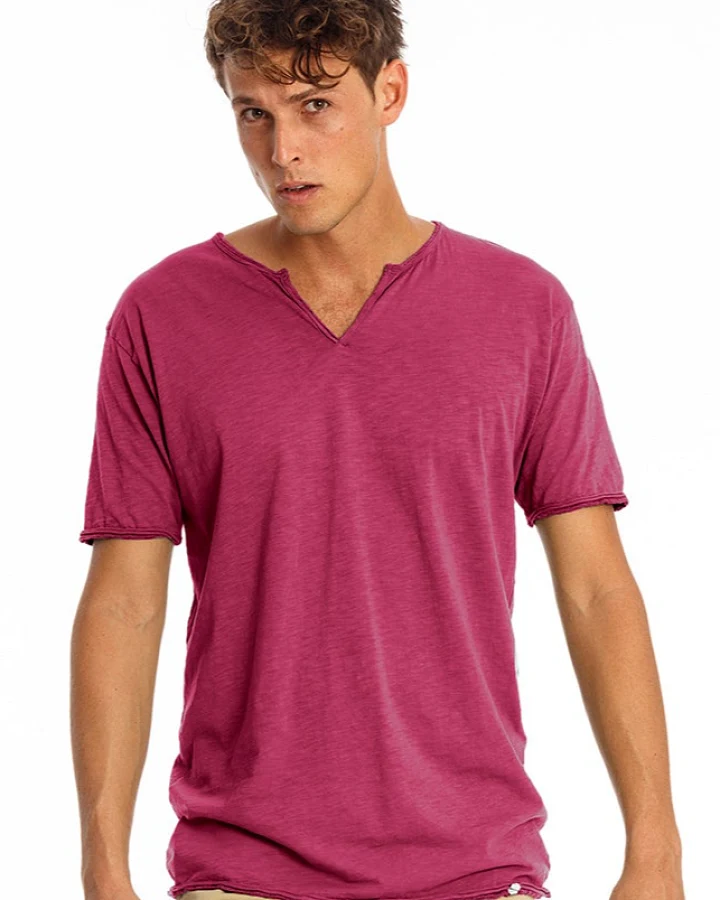 RAVENS VIEW IBIZA Herren vegan T-Shirt Eros Granat Rosa