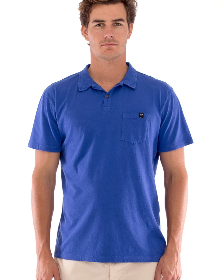 RAVENS VIEW IBIZA Herren vegan Polo-T-Shirt Pocket Klein Blau