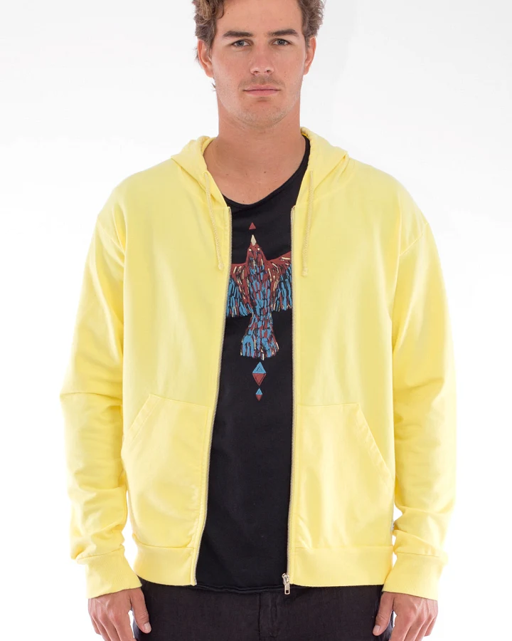 RAVENS VIEW IBIZA Herren vegan Hoodie Zip Ibiza Kalkgelb