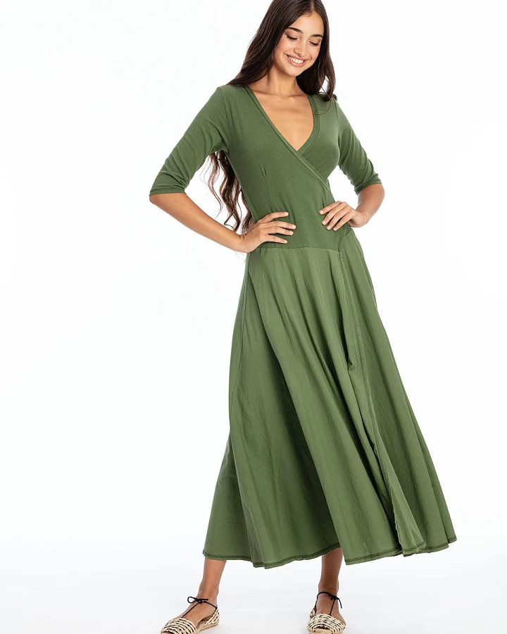 RAVENS VIEW IBIZA Damen vegan Kleid Veronika Waldgrün