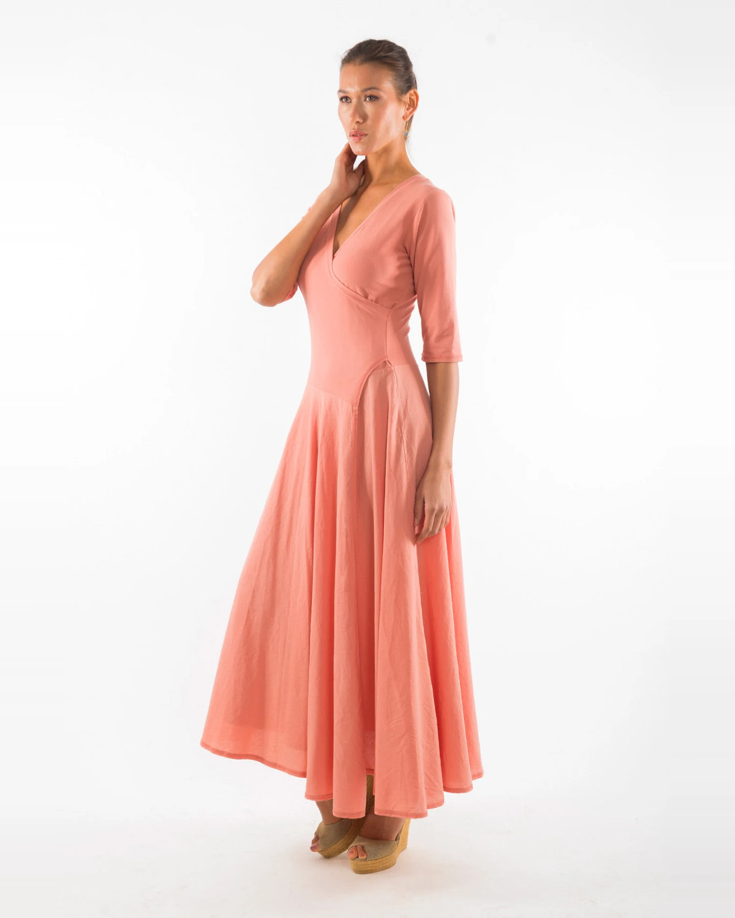 RAVENS VIEW IBIZA Damen vegan Kleid Veronika Koralle Lehm – Ansicht 2