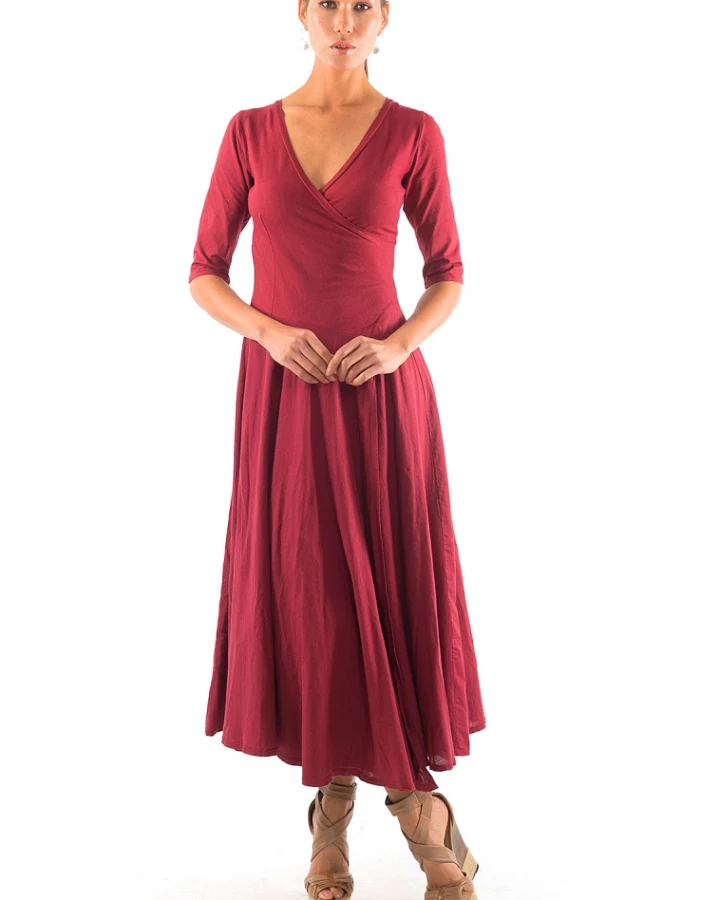 RAVENS VIEW IBIZA Damen vegan Kleid Veronika Burgundy Rot