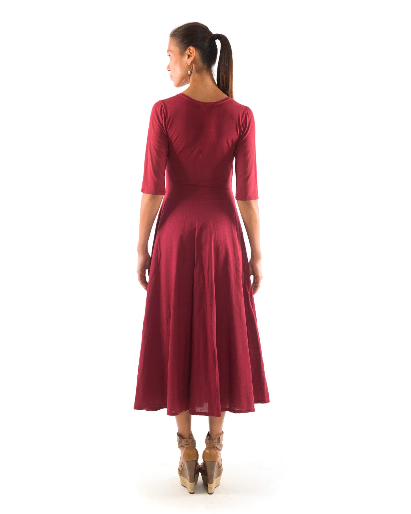 RAVENS VIEW IBIZA Damen vegan Kleid Veronika Burgundy Rot – Ansicht 2