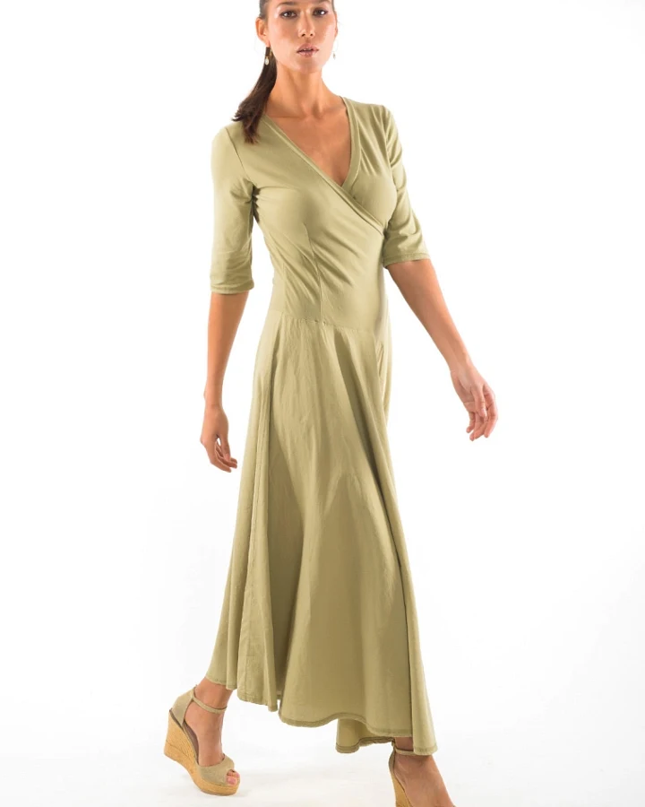 RAVENS VIEW IBIZA Damen vegan Kleid Veronika Dunkel Aloe Grün