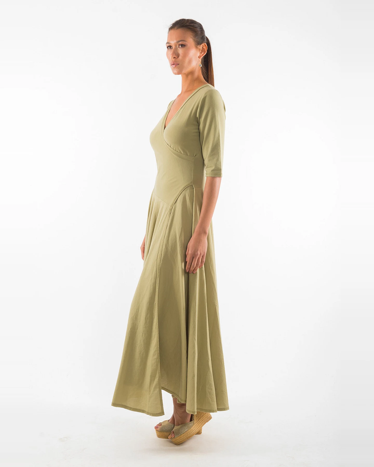 RAVENS VIEW IBIZA Damen vegan Kleid Veronika Dunkel Aloe Grün – Ansicht 2