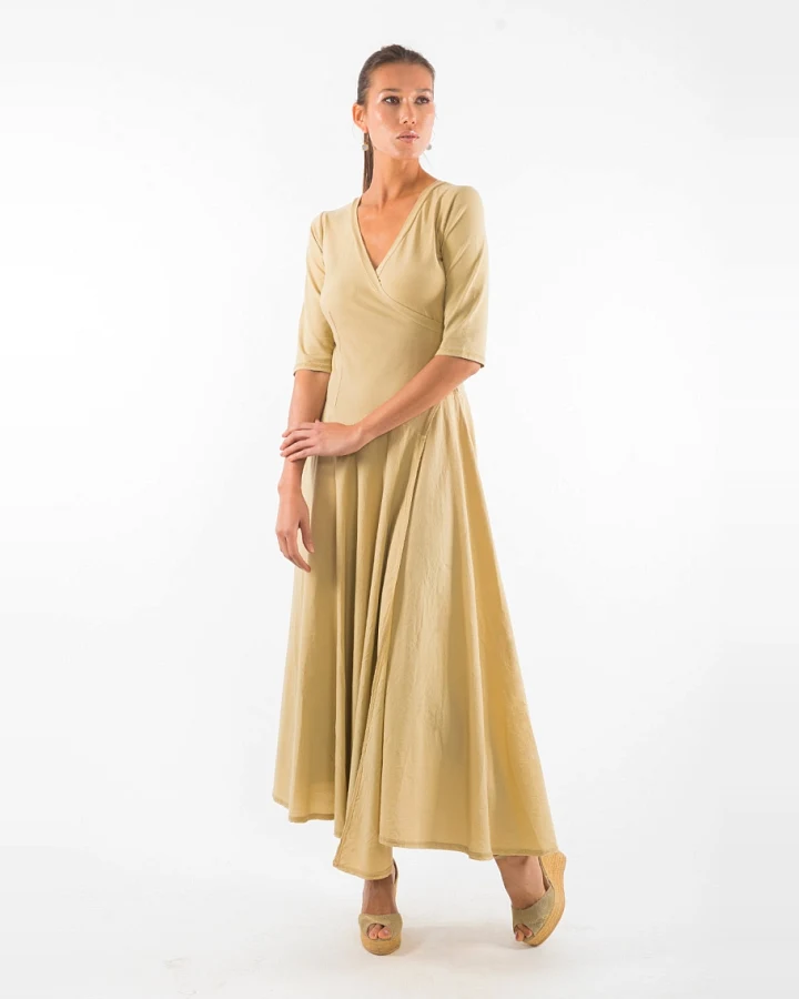RAVENS VIEW IBIZA Damen vegan Kleid Veronika Kamelgelb