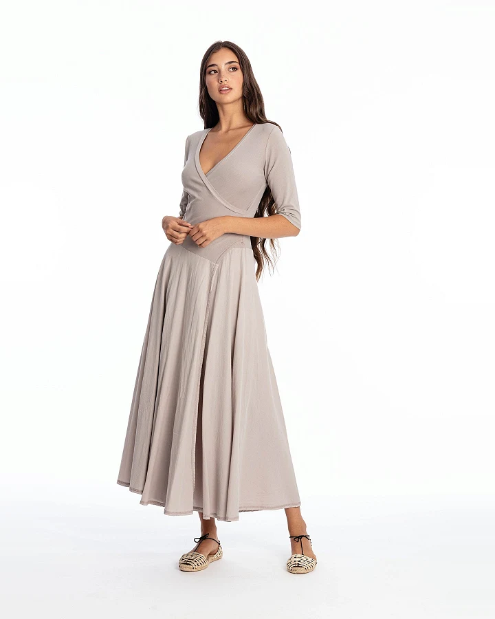 RAVENS VIEW IBIZA Damen vegan Kleid Veronika Stein Grau
