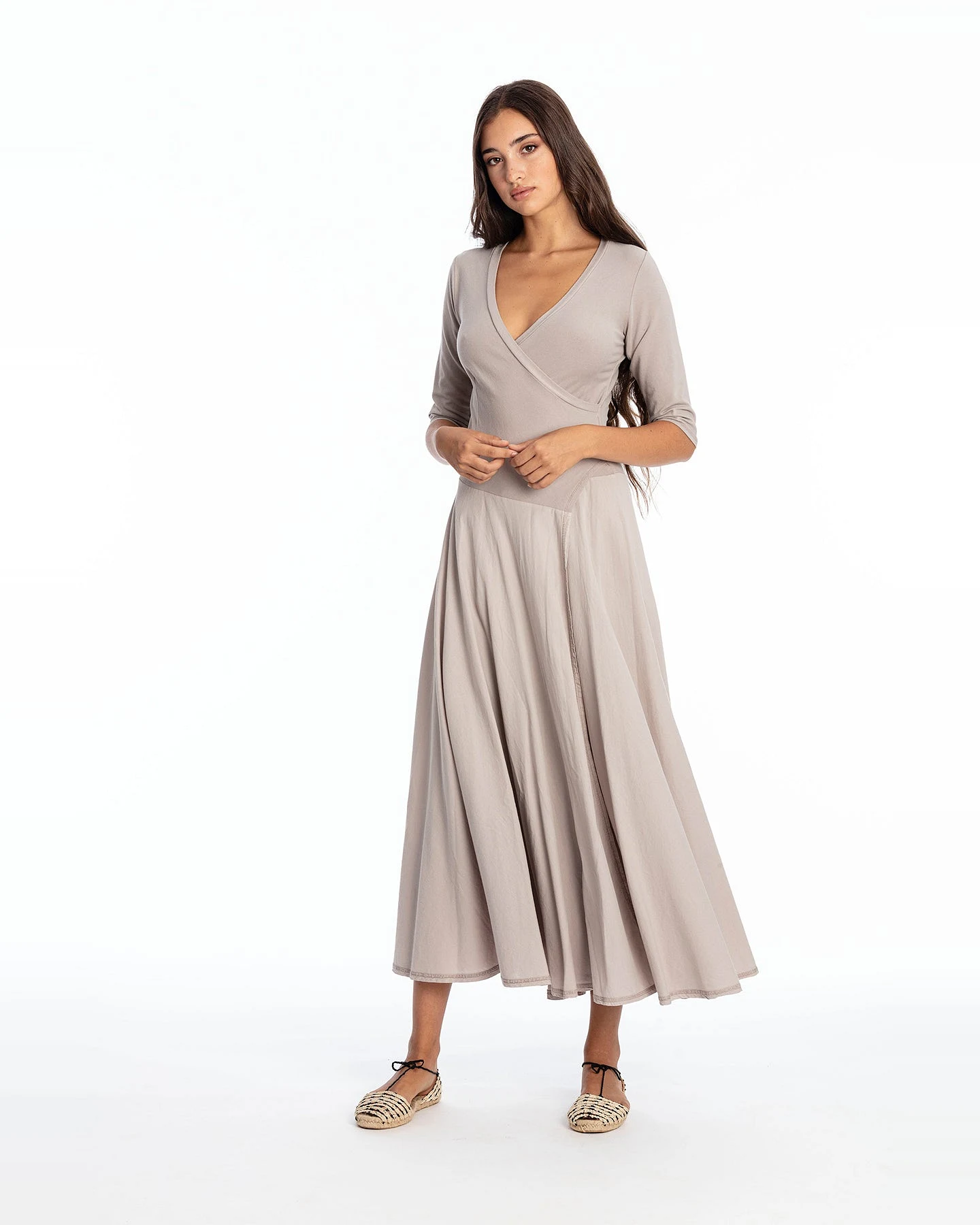RAVENS VIEW IBIZA Damen vegan Kleid Veronika Stein Grau – Ansicht 2