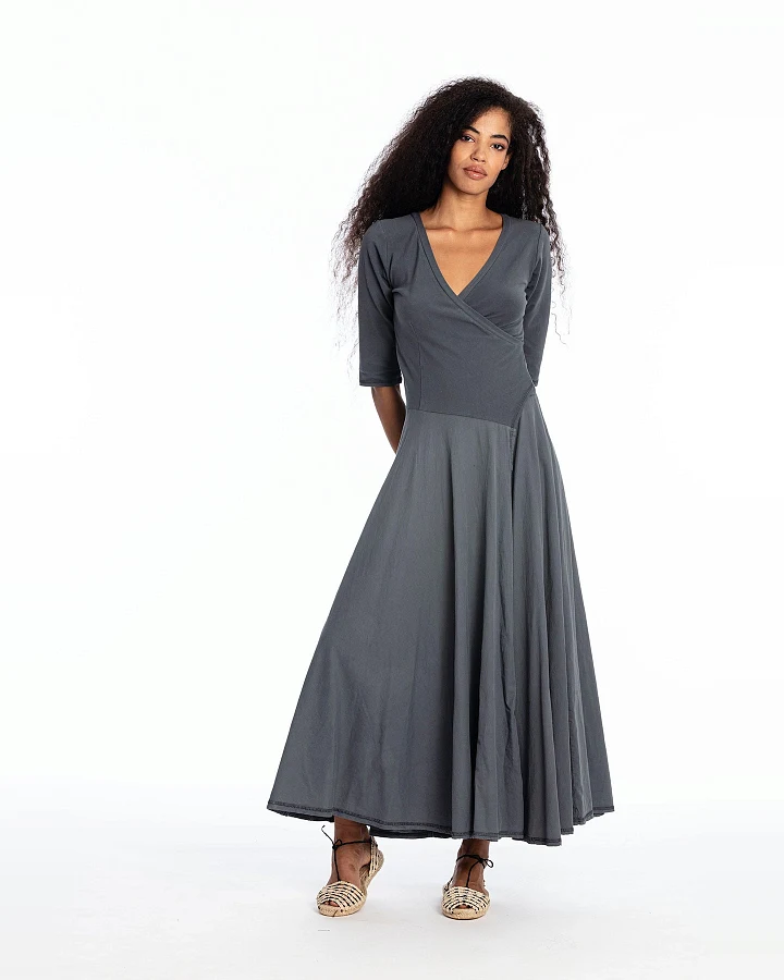 RAVENS VIEW IBIZA Damen vegan Kleid Veronika Lava Blau