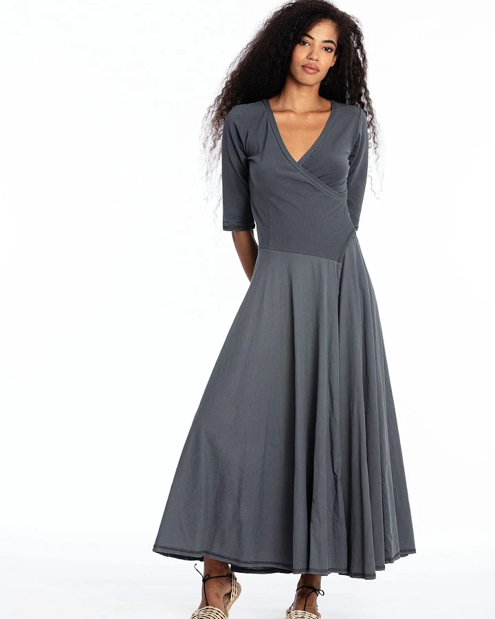 RAVENS VIEW IBIZA Damen vegan Kleid Veronika Lava Blau