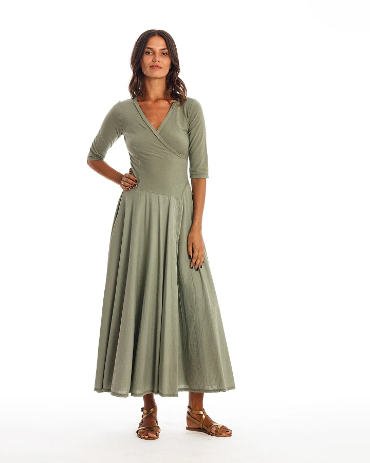 RAVENS VIEW IBIZA Damen vegan Kleid Veronika Khaki Grün