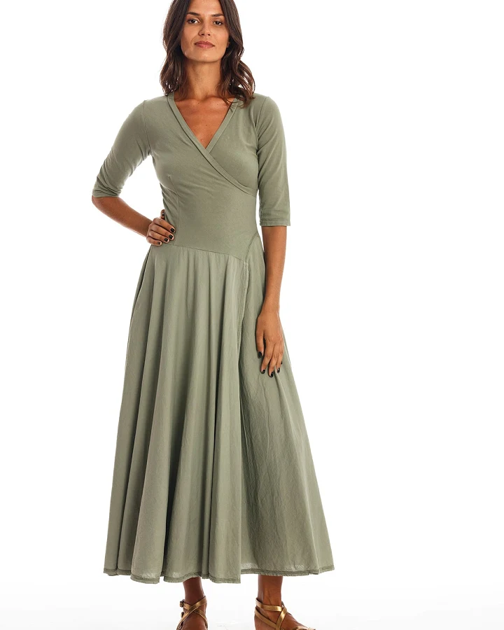 RAVENS VIEW IBIZA Damen vegan Kleid Veronika Khaki Grün