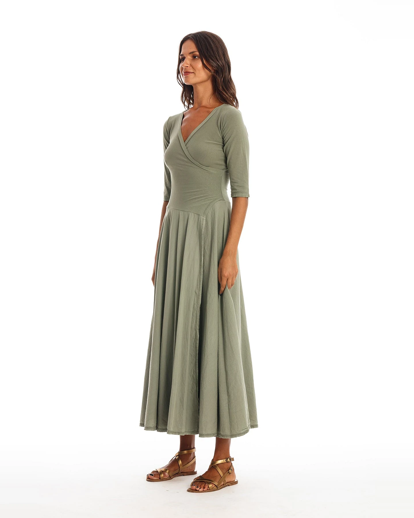 RAVENS VIEW IBIZA Damen vegan Kleid Veronika Khaki Grün – Ansicht 2