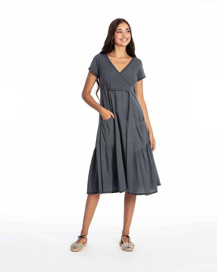 RAVENS VIEW IBIZA Damen vegan Kleid Paola Lava Blau