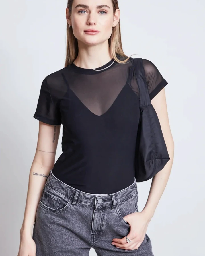 T-Shirt Evie Mesh Schwarz