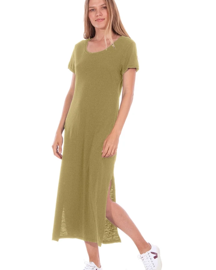 RAVENS VIEW IBIZA Damen vegan Kleid Uma Dunkel Aloe Grün