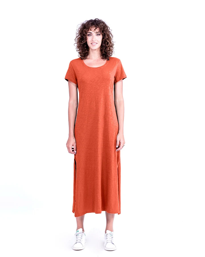 RAVENS VIEW IBIZA Damen vegan Kleid Uma Terracotta Orange