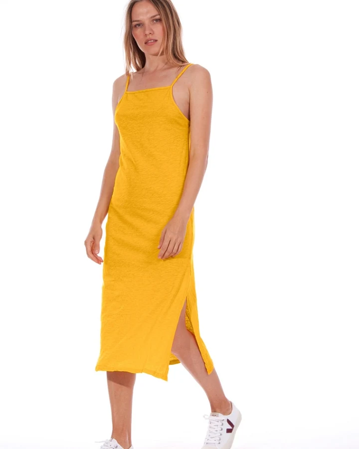 RAVENS VIEW IBIZA Damen vegan Kleid Farah Altgold Gelb