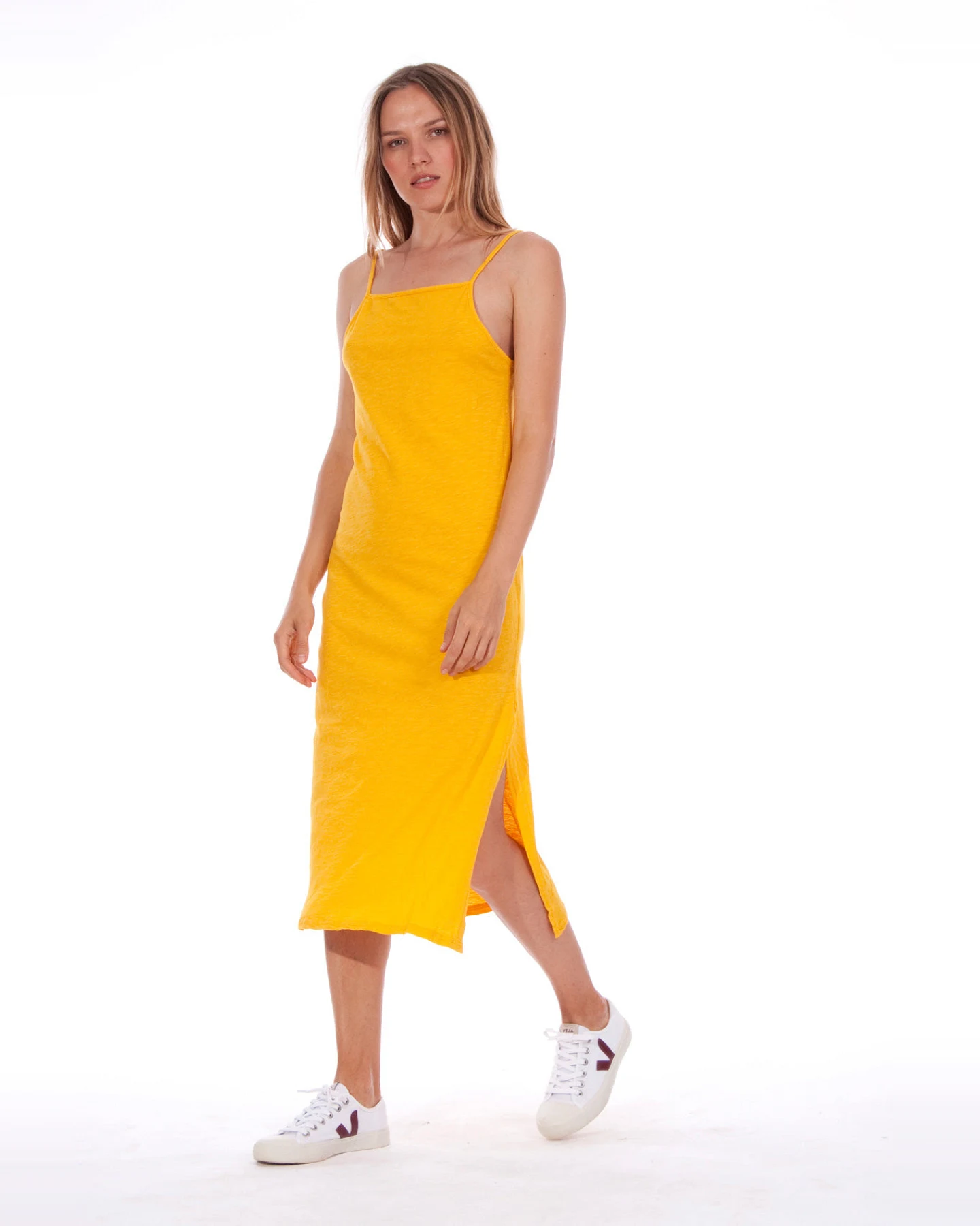 RAVENS VIEW IBIZA Damen vegan Kleid Farah Altgold Gelb – Ansicht 2