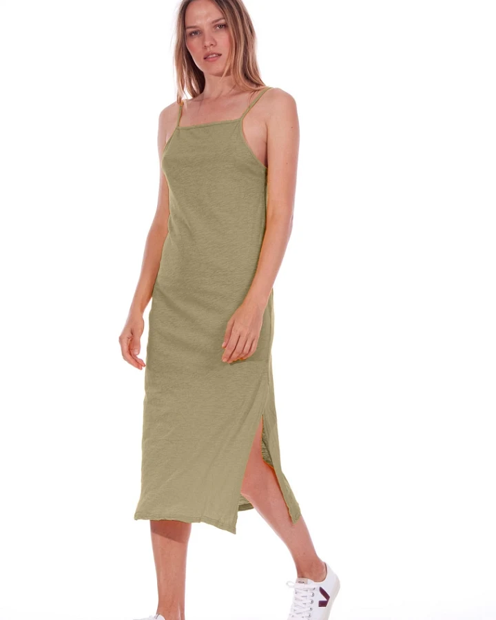 RAVENS VIEW IBIZA Damen vegan Kleid Farah Dunkel Aloe Grün
